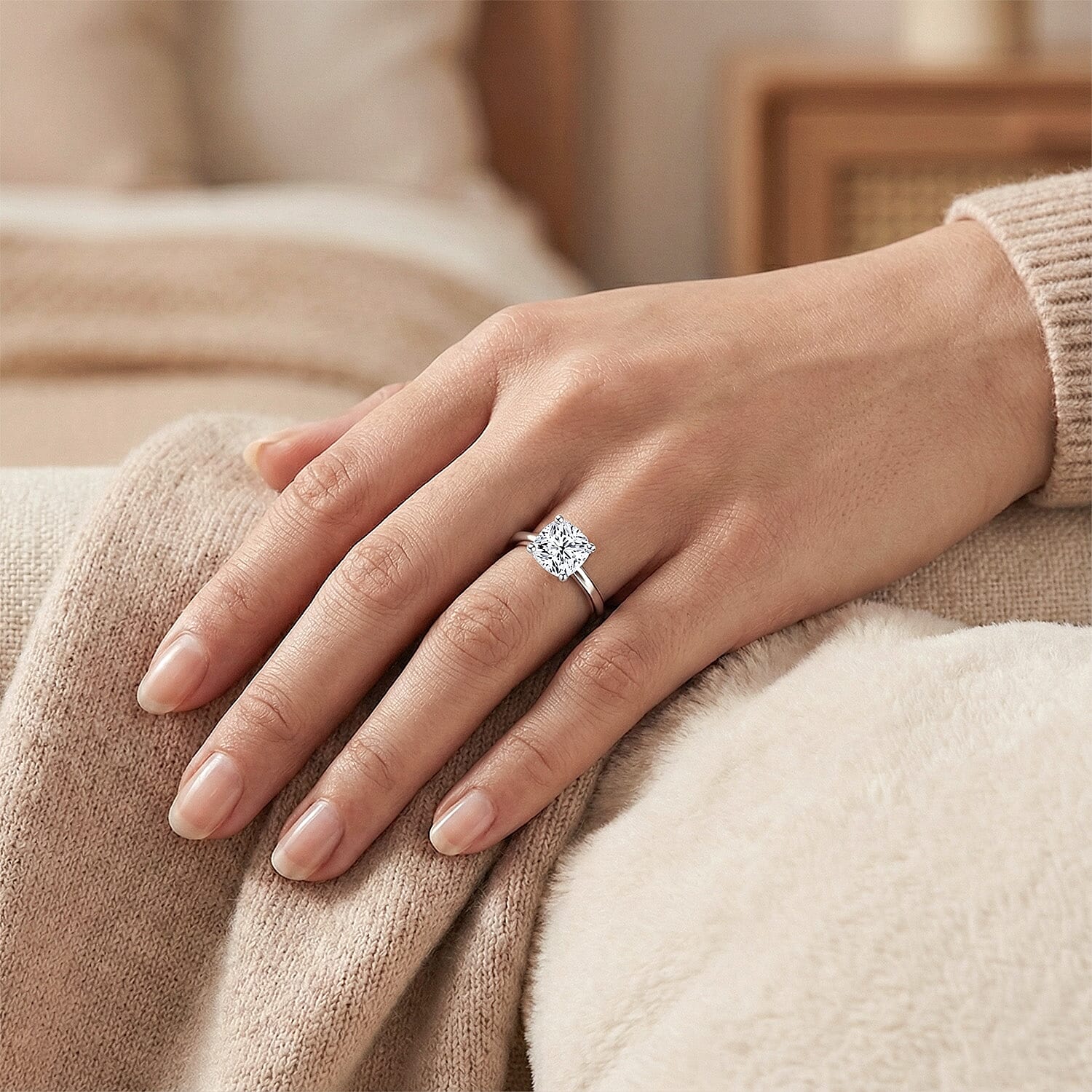 LUXURIANT 1 Ct. Lab Grown Diamond Solitaire Ring in Sterling Silver